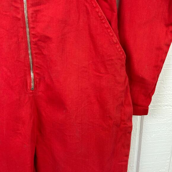 Nasty Gal Women Denim Jumpsuit Holiday Preppy Long Sleeve Red Size 4 - Picture 5 of 12